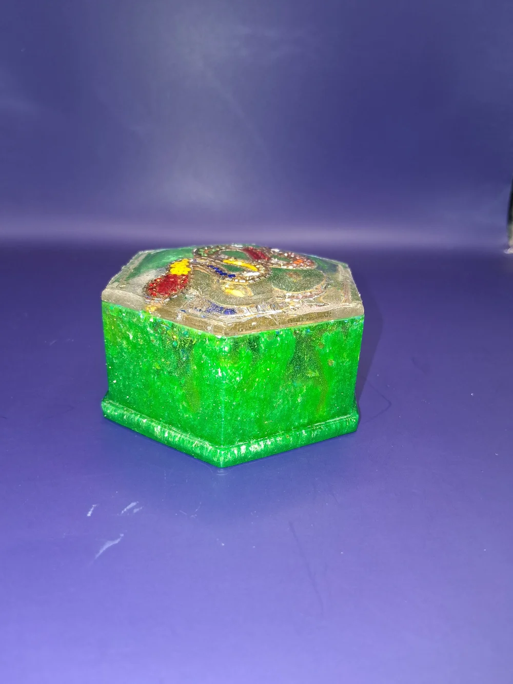 Green Hexagonal Beaded Trinket Box